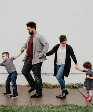 A family walking together happily